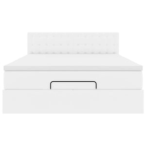 vidaXL Pouf Letto con Materassi e LED Bianco Puro 140x200cm Similpelle