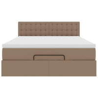 Pouf Letto con Materassi e LED Cappuccino 140x200cm Similpelle