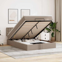 Pouf Letto con Materassi e LED Cappuccino 140x200cm Similpelle 3312161