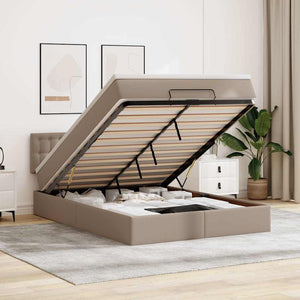 Pouf Letto con Materassi e LED Cappuccino 140x200cm Similpelle 3312161