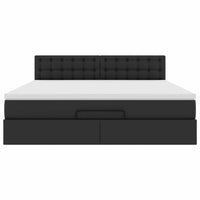 Pouf Letto con Materassi e LED Nero 160x200cm Similpelle 3312162