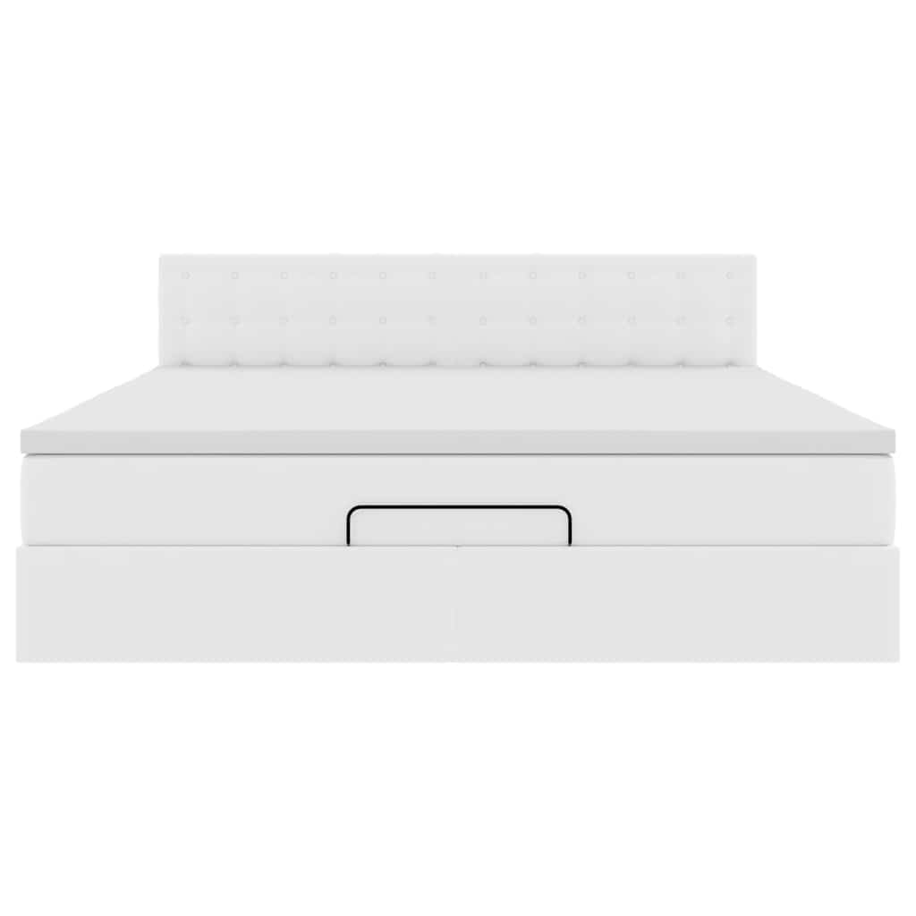 Pouf Letto con Materassi e LED Bianco Puro 160x200cm Similpelle 3312163