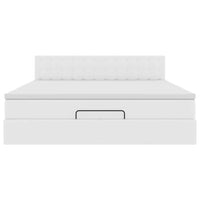 Pouf Letto con Materassi e LED Bianco Puro 160x200cm Similpelle 3312163