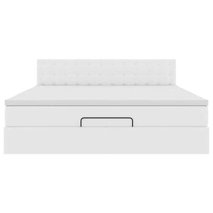 Pouf Letto con Materassi e LED Bianco Puro 160x200cm Similpelle 3312163