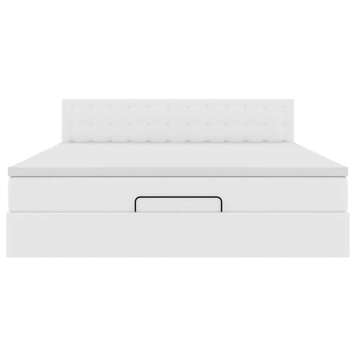 Pouf Letto con Materassi e LED Bianco Puro 160x200cm Similpelle 3312163