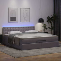 vidaXL Pouf Letto con Materassi e LED Grigio 160x200cm Similpelle