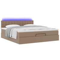 Pouf Letto con Materassi e LED Cappuccino 160x200cm Similpelle 3312166