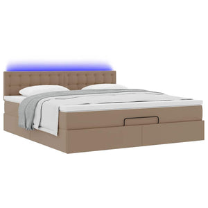 Pouf Letto con Materassi e LED Cappuccino 160x200cm Similpelle 3312166