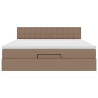 Pouf Letto con Materassi e LED Cappuccino 160x200cm Similpelle 3312166