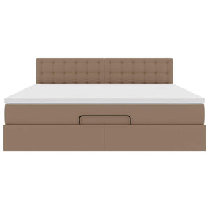 Pouf Letto con Materassi e LED Cappuccino 160x200cm Similpelle 3312166