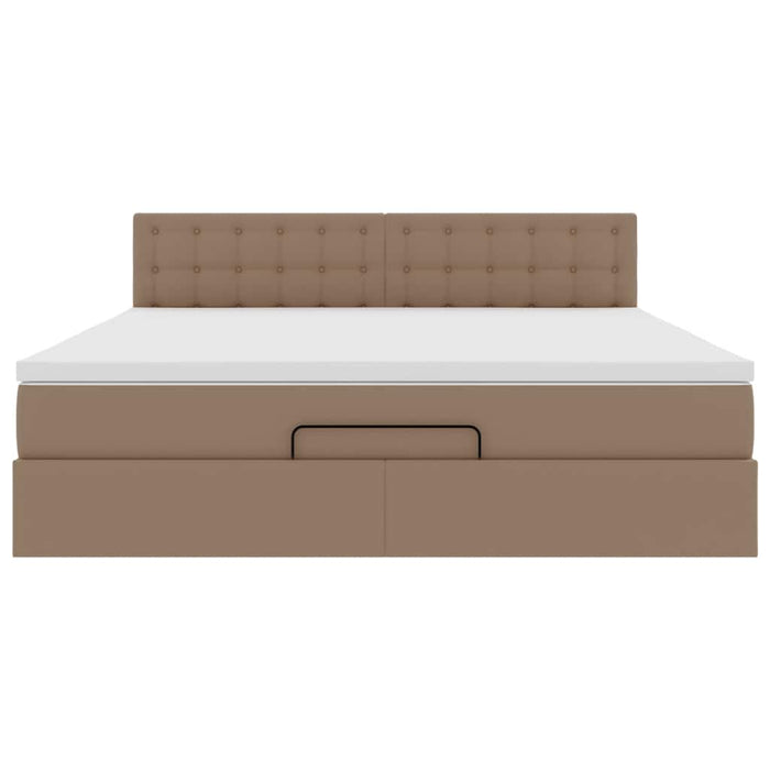 Pouf Letto con Materassi e LED Cappuccino 160x200cm Similpelle 3312166