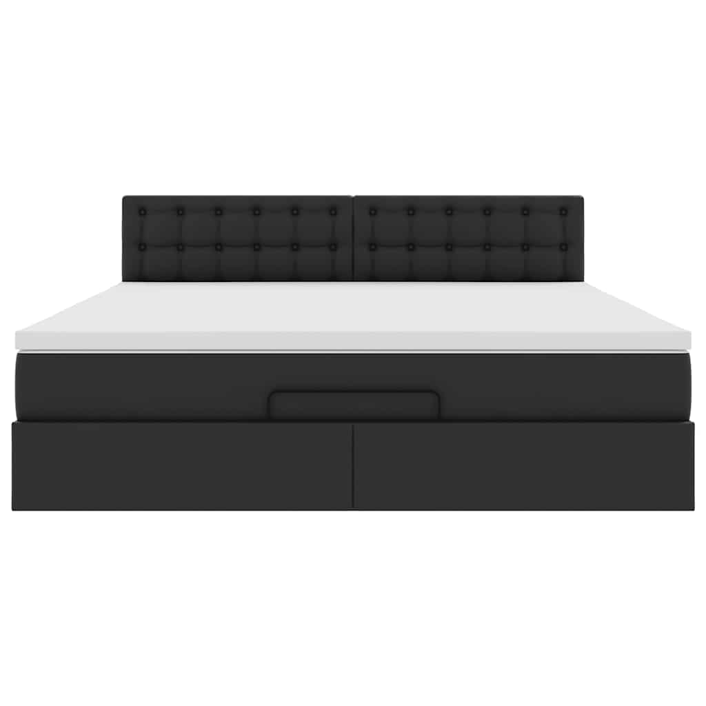 vidaXL Pouf Letto con Materassi e LED Nero 180x200cm Similpelle