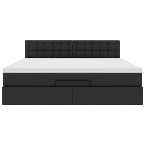 vidaXL Pouf Letto con Materassi e LED Nero 180x200cm Similpelle