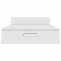 Pouf Letto con Materassi e LED Bianco Puro 180x200cm Similpelle