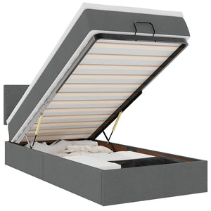 Pouf Letto con Materasso e LED Grigio Scuro 80x200cm in Tessuto 3312181