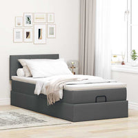 Pouf Letto con Materasso e LED Grigio Scuro 80x200cm in Tessuto 3312181