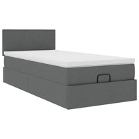 Pouf Letto con Materasso e LED Grigio Scuro 80x200cm in Tessuto 3312181