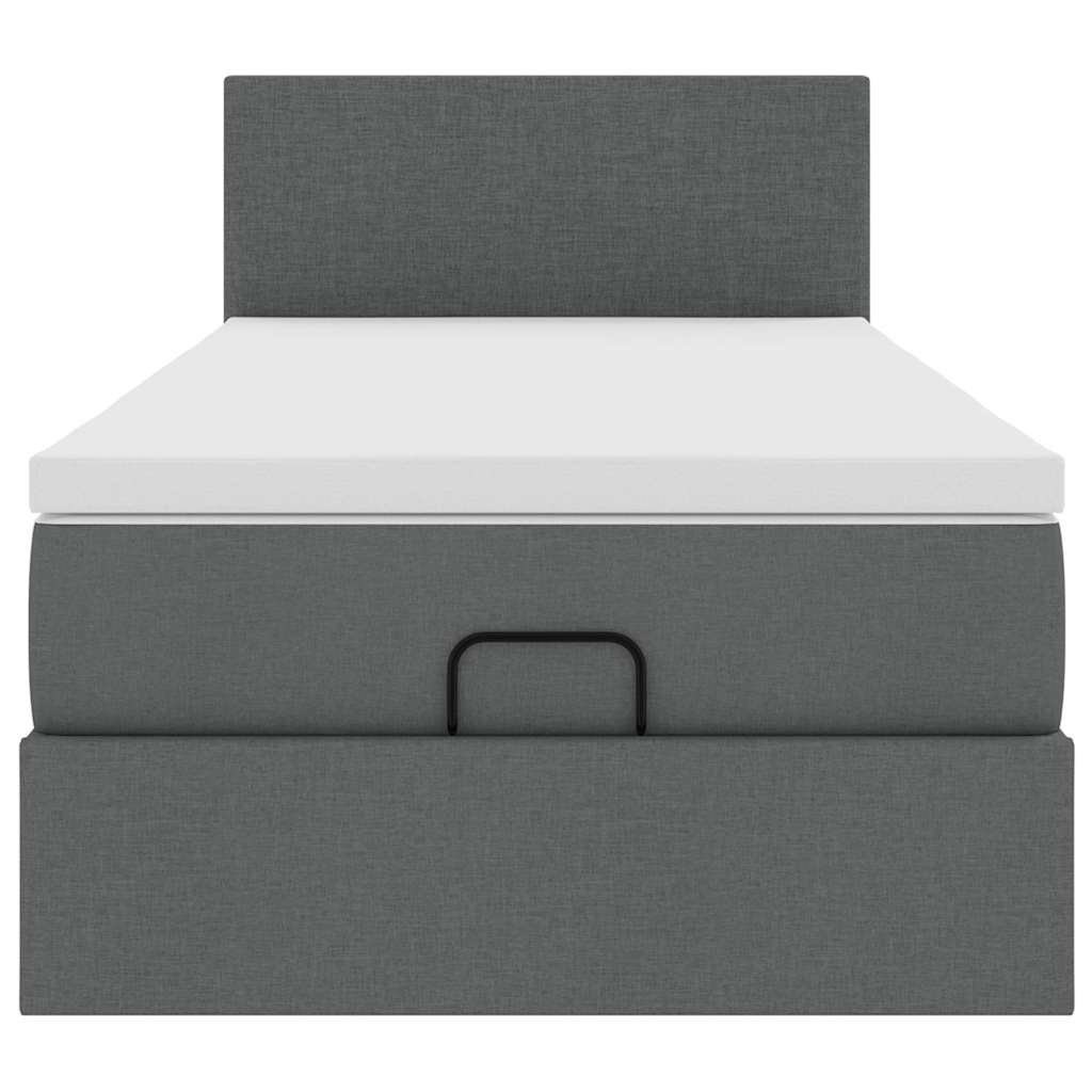 Pouf Letto con Materasso e LED Grigio Scuro 80x200cm in Tessuto 3312181