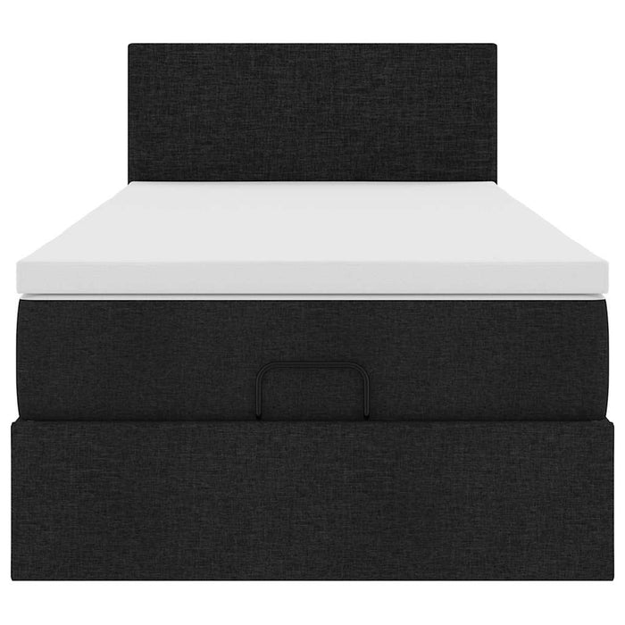 Pouf Letto con Materasso e LED Nero 80x200cm in Tessuto