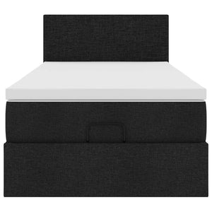 Pouf Letto con Materasso e LED Nero 80x200cm in Tessuto 3312182