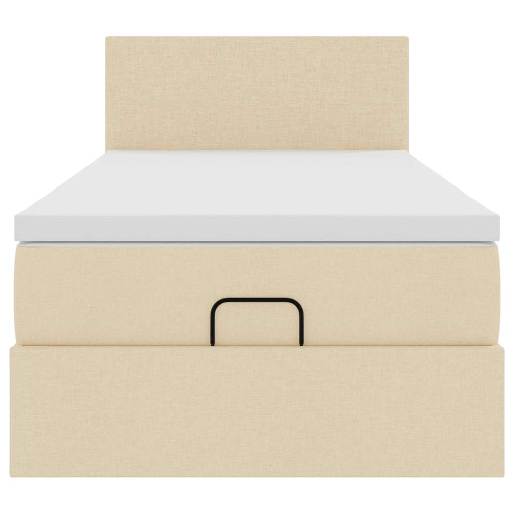 Struttura Letto Pouf con Materasso Crema 90x190 cm in Tessuto 3312192