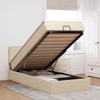 Struttura Letto Pouf con Materasso Crema 90x190 cm in Tessuto 3312192