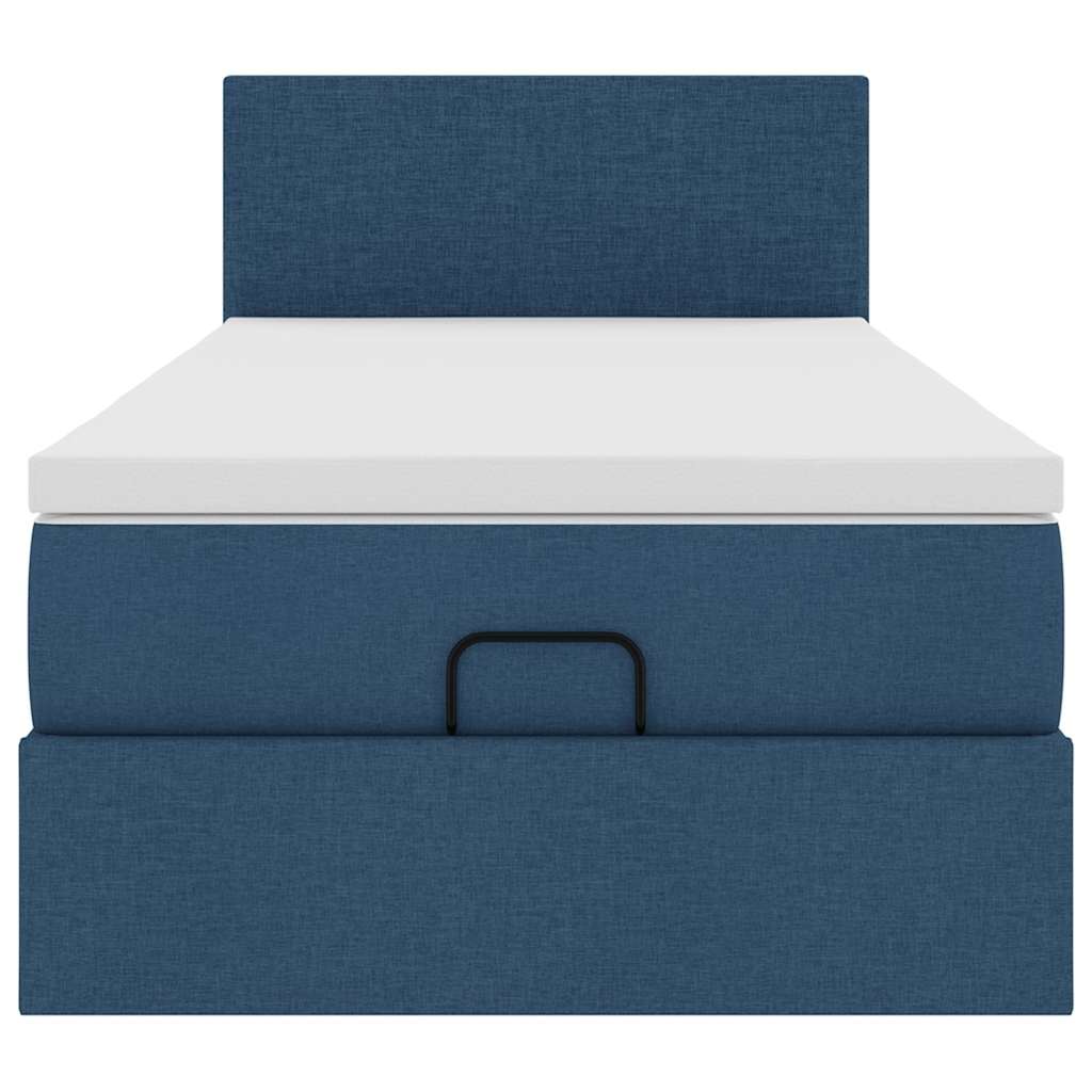 Struttura Letto Pouf con Materasso Blu 90x190 cm in Tessuto 3312193