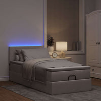 vidaXL Pouf Letto con Materasso e LED Tortora 90x200 cm in Tessuto