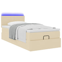 vidaXL Pouf Letto con Materasso e LED Crema 90x200 cm in Tessuto