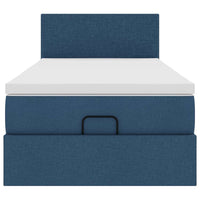 vidaXL Pouf Letto con Materasso e LED Blu 90x200 cm in Tessuto