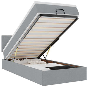 vidaXL Pouf Letto con Materasso Grigio Chiaro 100x200 cm in Tessuto