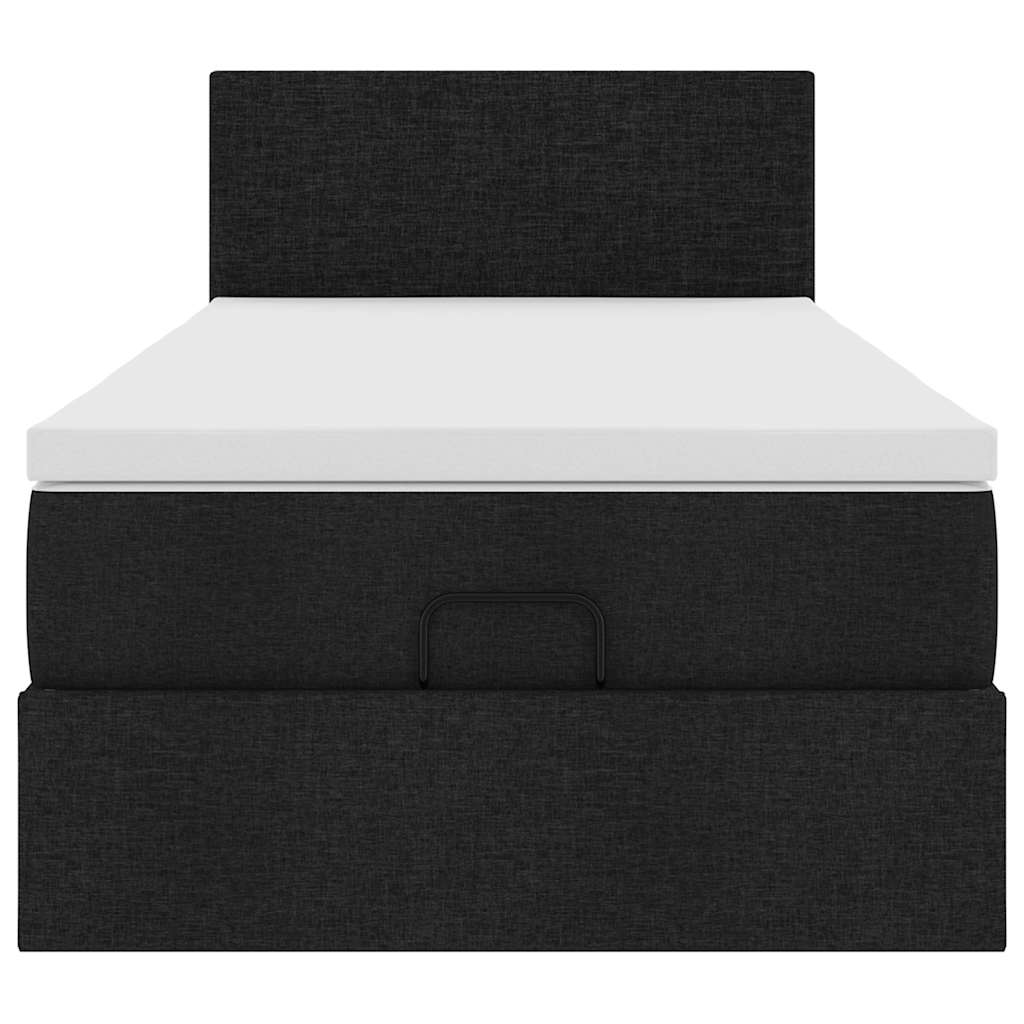 vidaXL Pouf Letto con Materasso Nero 100x200 cm in Tessuto