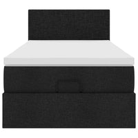 vidaXL Pouf Letto con Materasso Nero 100x200 cm in Tessuto