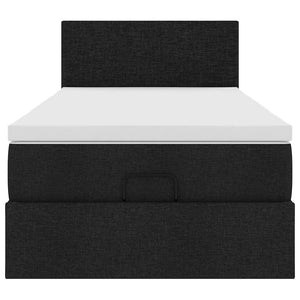 vidaXL Pouf Letto con Materasso Nero 100x200 cm in Tessuto
