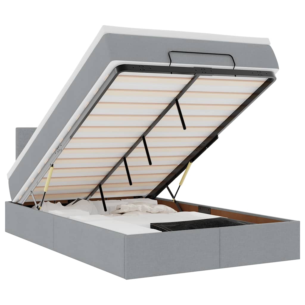 Pouf Letto con Materasso Grigio Chiaro 120x190 cm in Tessuto 3312208