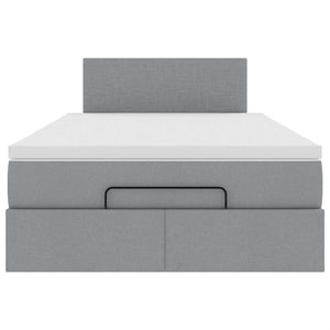 vidaXL Pouf Letto con Materasso Grigio Chiaro 120x190 cm in Tessuto