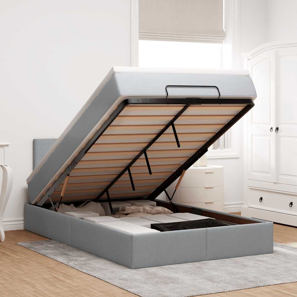 Pouf Letto con Materasso Grigio Chiaro 120x190 cm in Tessuto 3312208