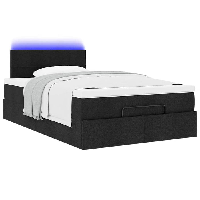 Pouf Letto con Materasso e LED Nero 120x190 cm in Tessuto 3312210