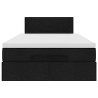 Pouf Letto con Materasso e LED Nero 120x190 cm in Tessuto