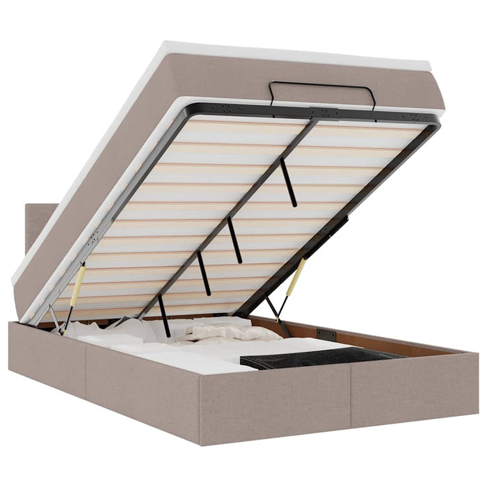 vidaXL Pouf Letto con Materasso e LED Tortora 120x190cm in Tessuto