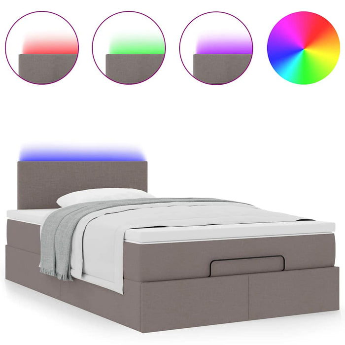 vidaXL Pouf Letto con Materasso e LED Tortora 120x190cm in Tessuto