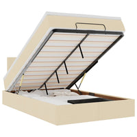 vidaXL Pouf Letto con Materasso e LED Crema 120x190cm in Tessuto