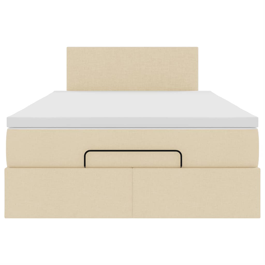 vidaXL Pouf Letto con Materasso e LED Crema 120x190cm in Tessuto