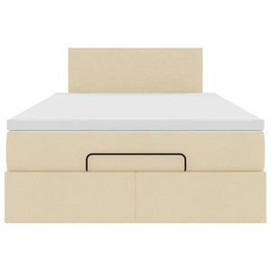 vidaXL Pouf Letto con Materasso e LED Crema 120x190cm in Tessuto