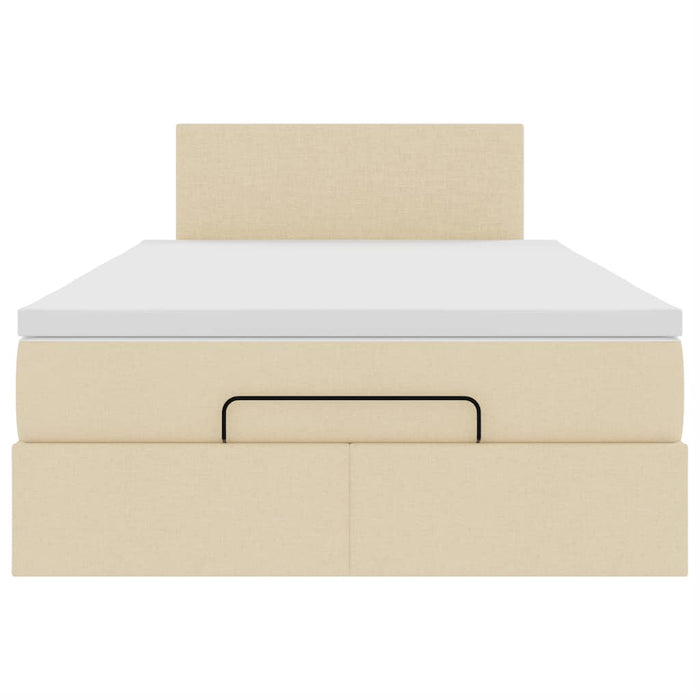 vidaXL Pouf Letto con Materasso e LED Crema 120x190cm in Tessuto