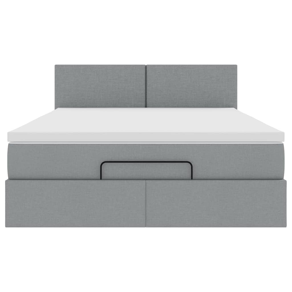 vidaXL Pouf Letto con Materasso e LED Grigio Chiaro 140x190 cm