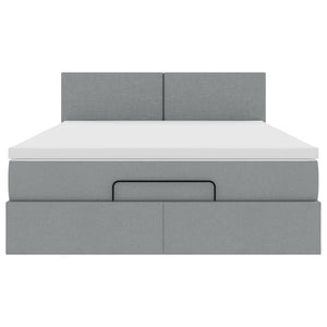 vidaXL Pouf Letto con Materasso e LED Grigio Chiaro 140x190 cm