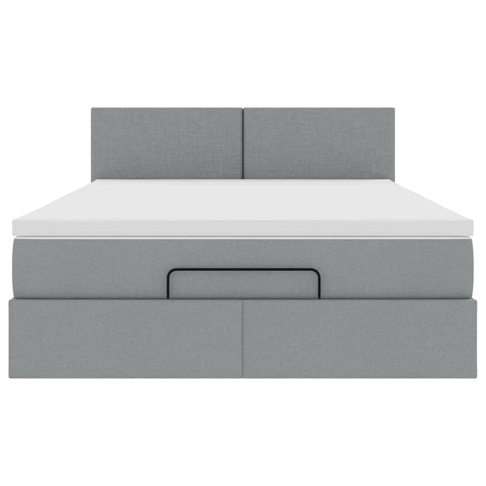 vidaXL Pouf Letto con Materasso e LED Grigio Chiaro 140x190 cm