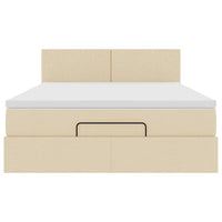 Pouf Letto con Materasso e LED Crema 140x190 cm