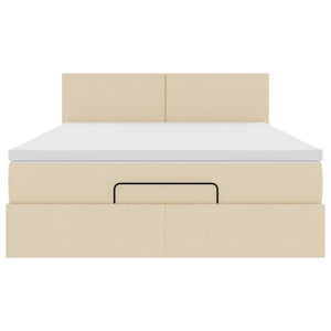 Pouf Letto con Materasso e LED Crema 140x190 cm